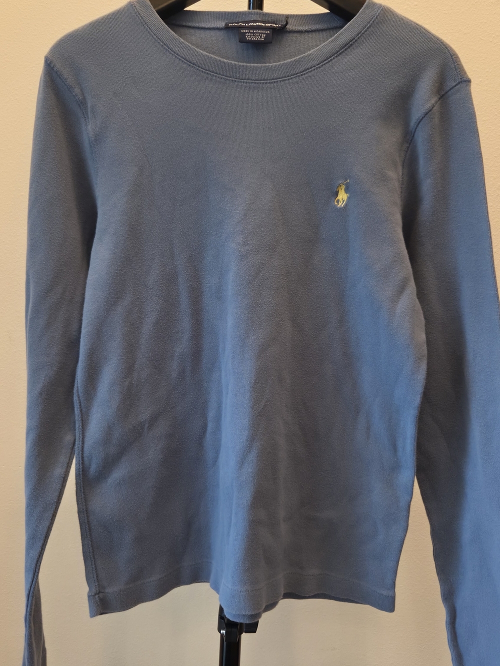 Vintage Ralph Lauren Sport Long-Sleeve Cotton Top – Blue (L)